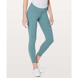 Lululemon Align Pant Ribbed 25" Mystic Green Blue Size 8 Yoga Gym
